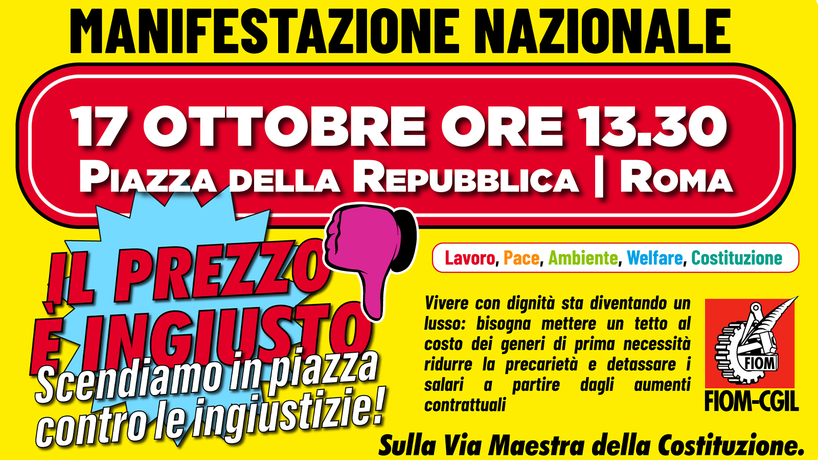 manifestazione 17 ottobre 2026 ore 13.30 concentramento in piazza della repubblica
